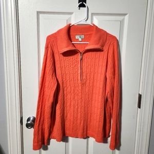 Orange zip down sweater cardigan